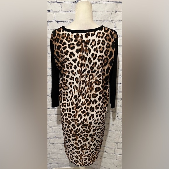 Cha-Cha Vente Half Black Half Animal Print Long Tunic Top Size Large - Picture 4 of 7